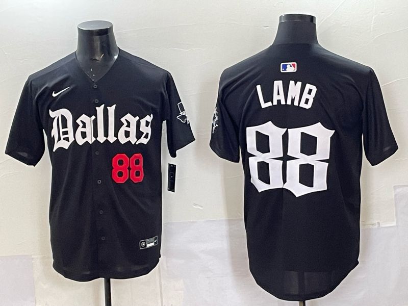 Men 2025 Nike Dallas Cowboys #88 Lamb Black 5th generation Joint Name Limited NFL Jersey 02